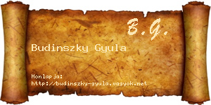 Budinszky Gyula névjegykártya